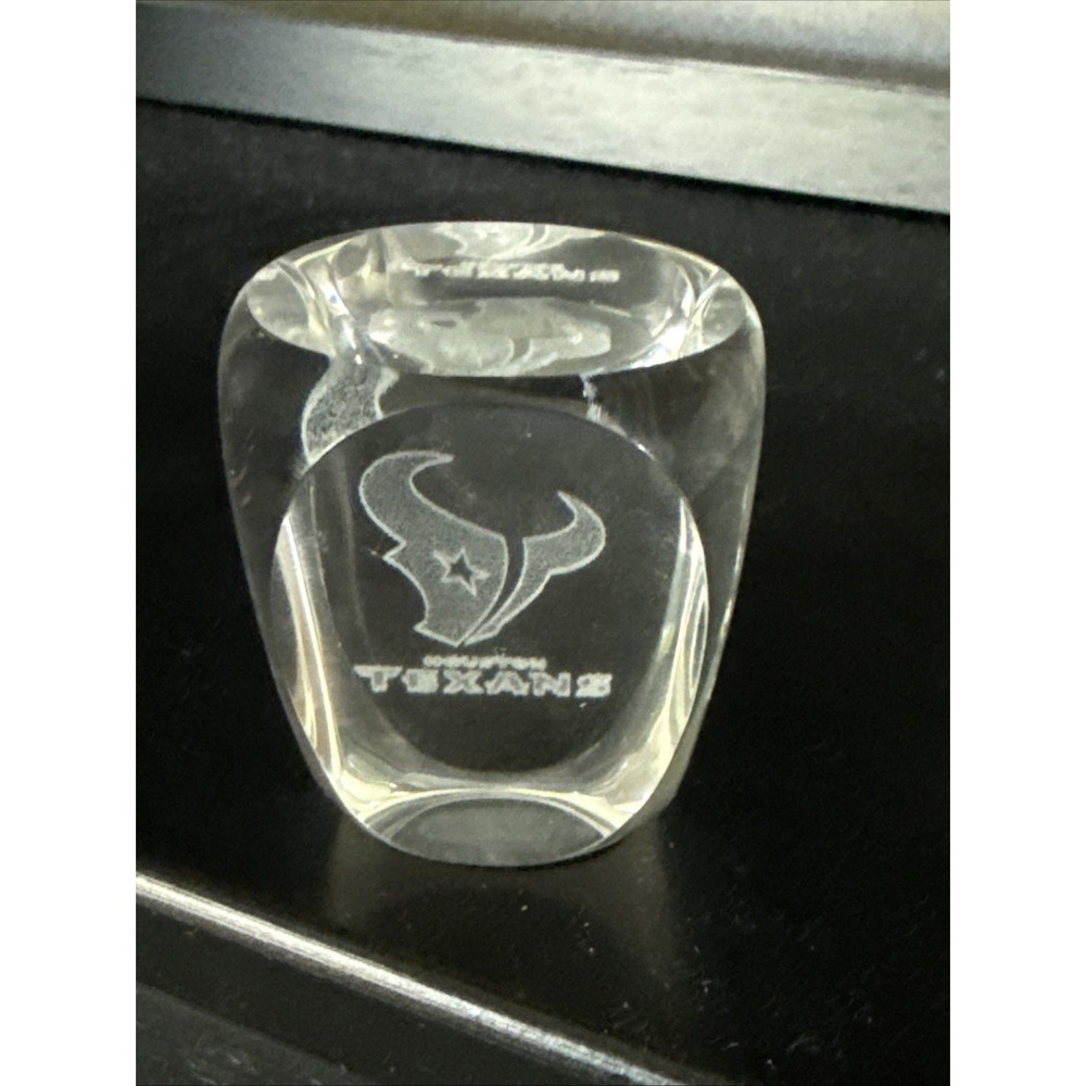 Houston Texans 3D Laser Etched Crystal Glass Paperweight 1.5 Inch NFL Logo